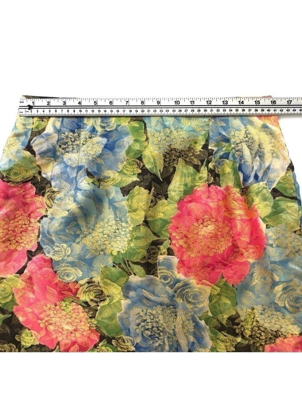 MONDI Vintage pencil skirt  green rose jacquard floral print Size 42 Size 12ish - Picture 4 of 13